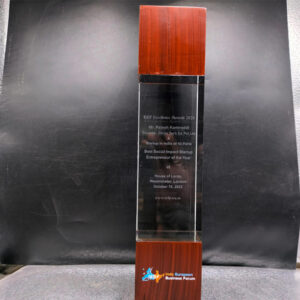 Wood Base Crystal Trophy