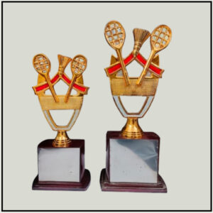 Golden Ceramic Badminton Sports Trophy